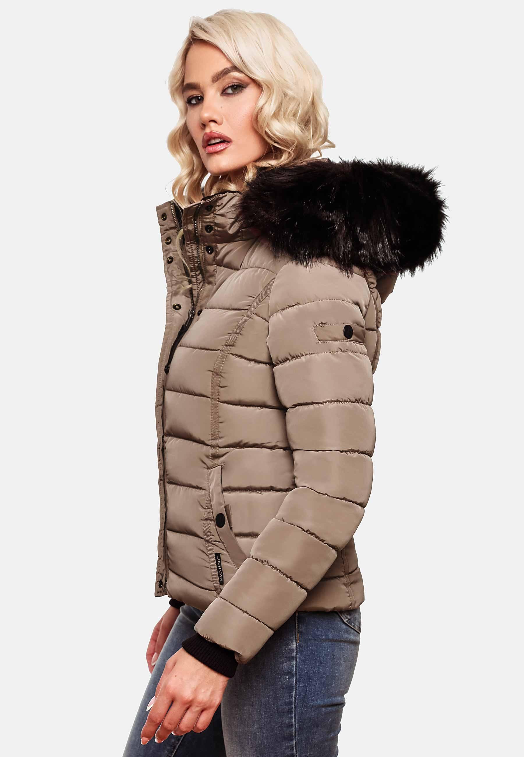 Navahoo Steppjacke Miamor hochwertige Winterjacke m. voluminöser Kunstpelz-Kapuze