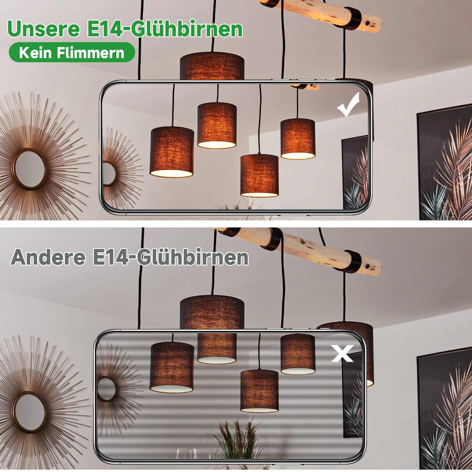 ZMH LED-Leuchtmittel Whonzimmer 6ER P45 Globe Glühlampe 2700K 5W Energiesparlampe Flur, E14, 6 St., 2700k, Tropfenform Birne