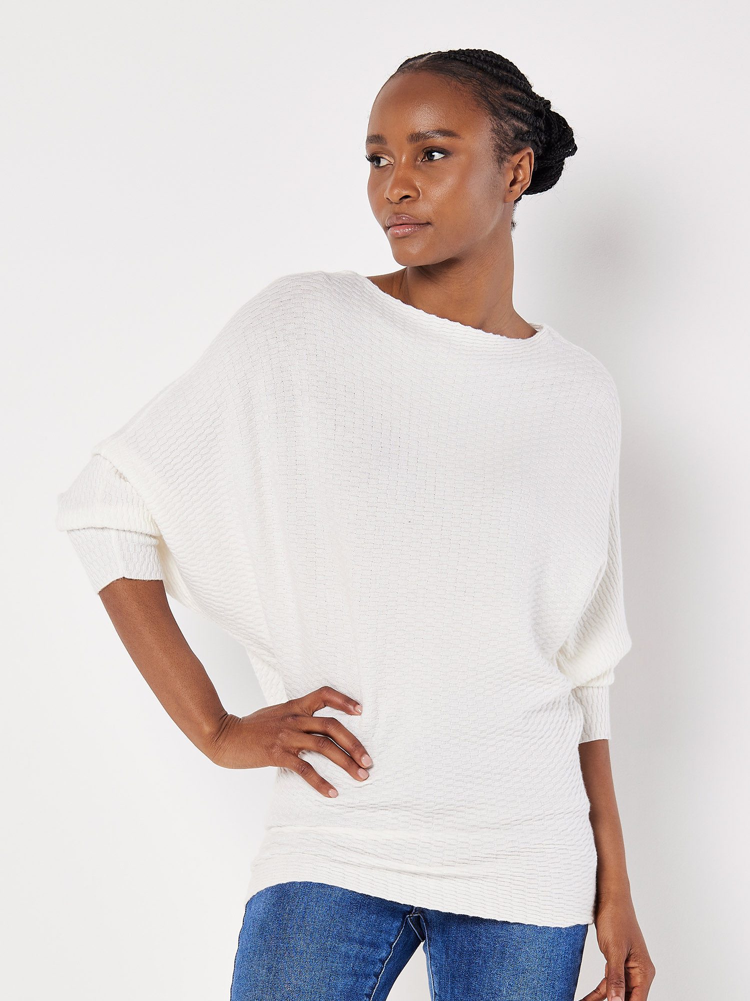 Apricot Strickpullover Fledermausärmel, (1-tlg) mit Strukturmuster günstig online kaufen