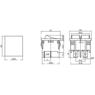 markenlose Lichtschalter Wippschalter MRS-2101A-C3 Doppelwippe Doppelschalter 2x 230V max. 6A (1-St)