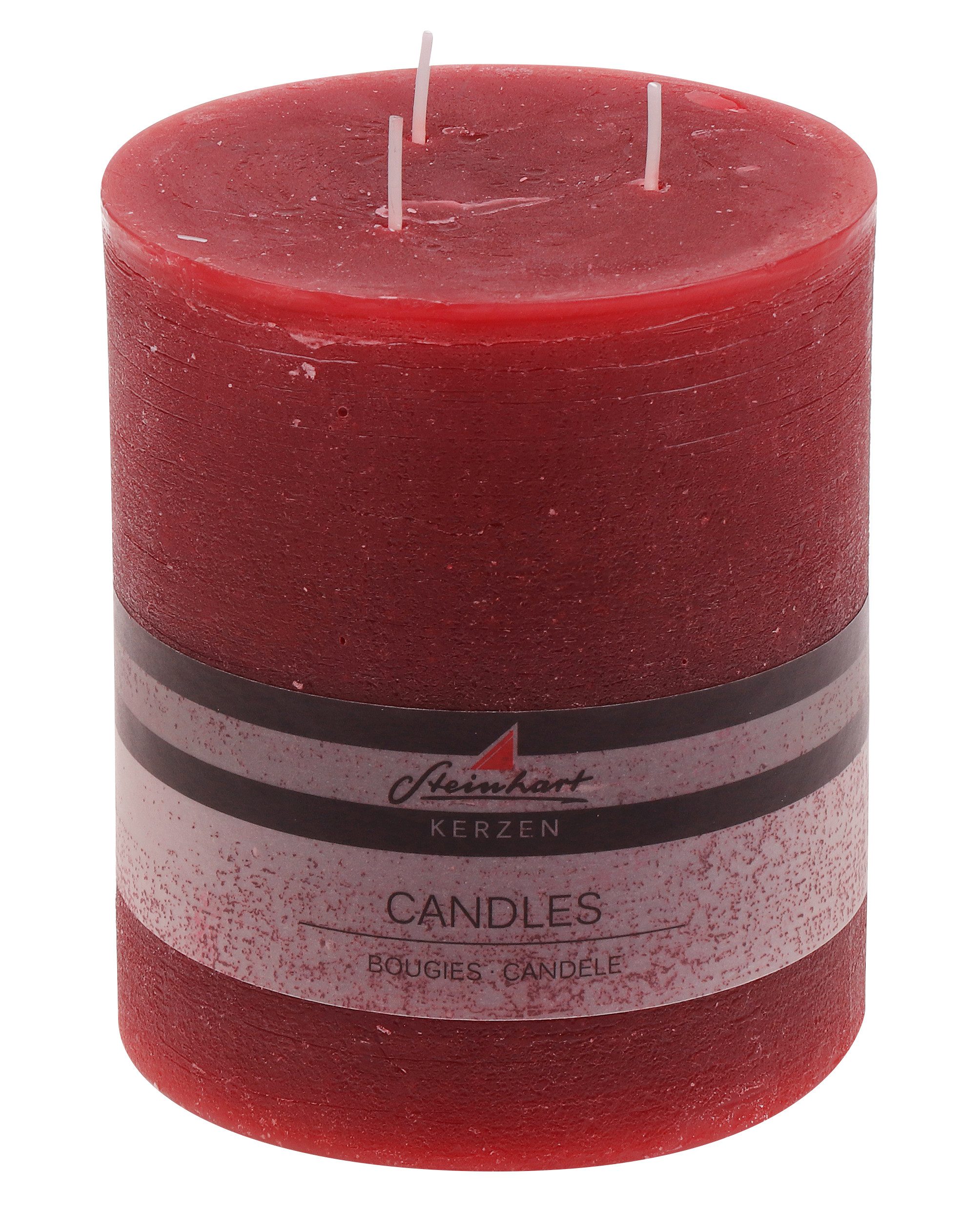 Steinhart Kerzen Rustic-Kerze 3-Docht Stumpenkerze "Raureif" Altrot 140/120 günstig online kaufen