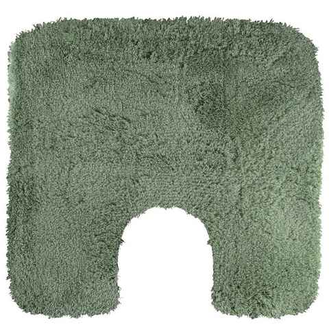 Badematte BREE spirella, Höhe 30 mm, Rutschhemmende Unterseite aus Latex, fußbodenheizungsgeeignet, schnell trocknend, strapazierfähig, Acyrl, quadratisch mit Toilettenausschnitt, Badteppich Hochflor, 100% Acryl, Anti-Rutsch Beschichtung, für Fußbodenheizung geeignet, mit Toilettenausschnitt, waschbar 40°, schnelltrocknend, 55 x 55 cm, basil grün