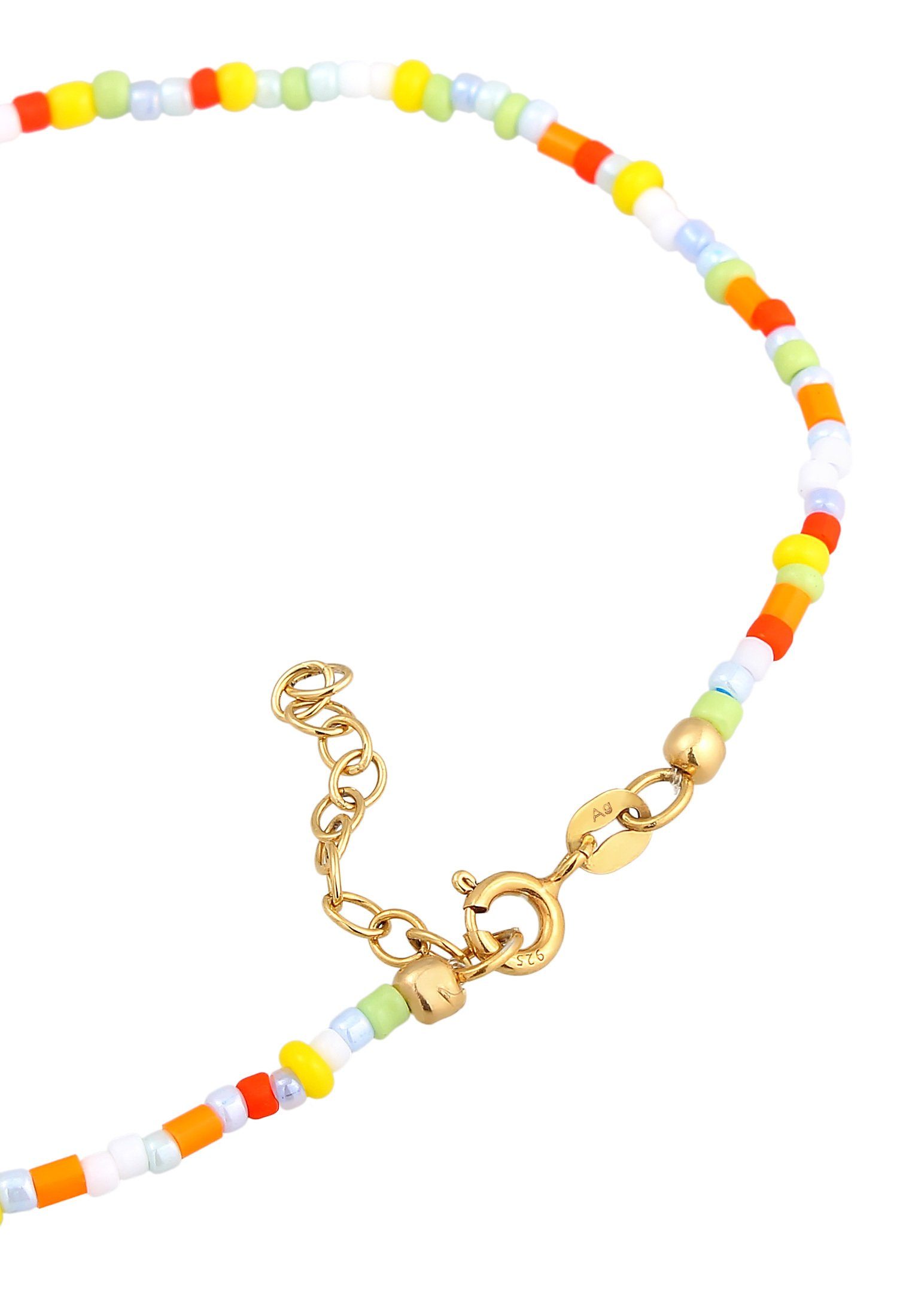 Elli Fußkette Peace Frieden Beads Glas Bunt Silber 925 Symbol Gold