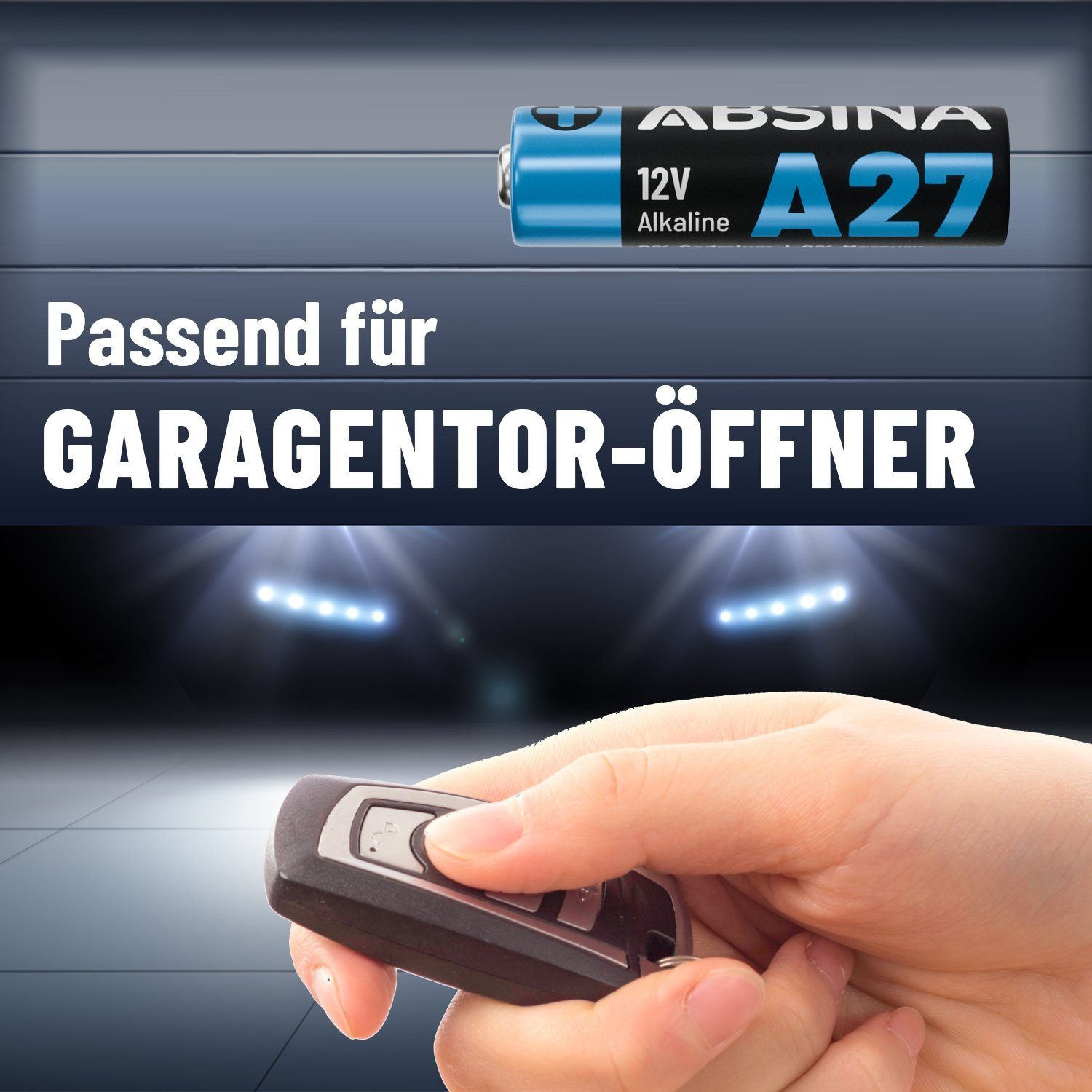 ABSINA 4x 27A 12V Batterie für Garagentoröffner, 27A 12V Alkaline mini Batterie, (1 St)