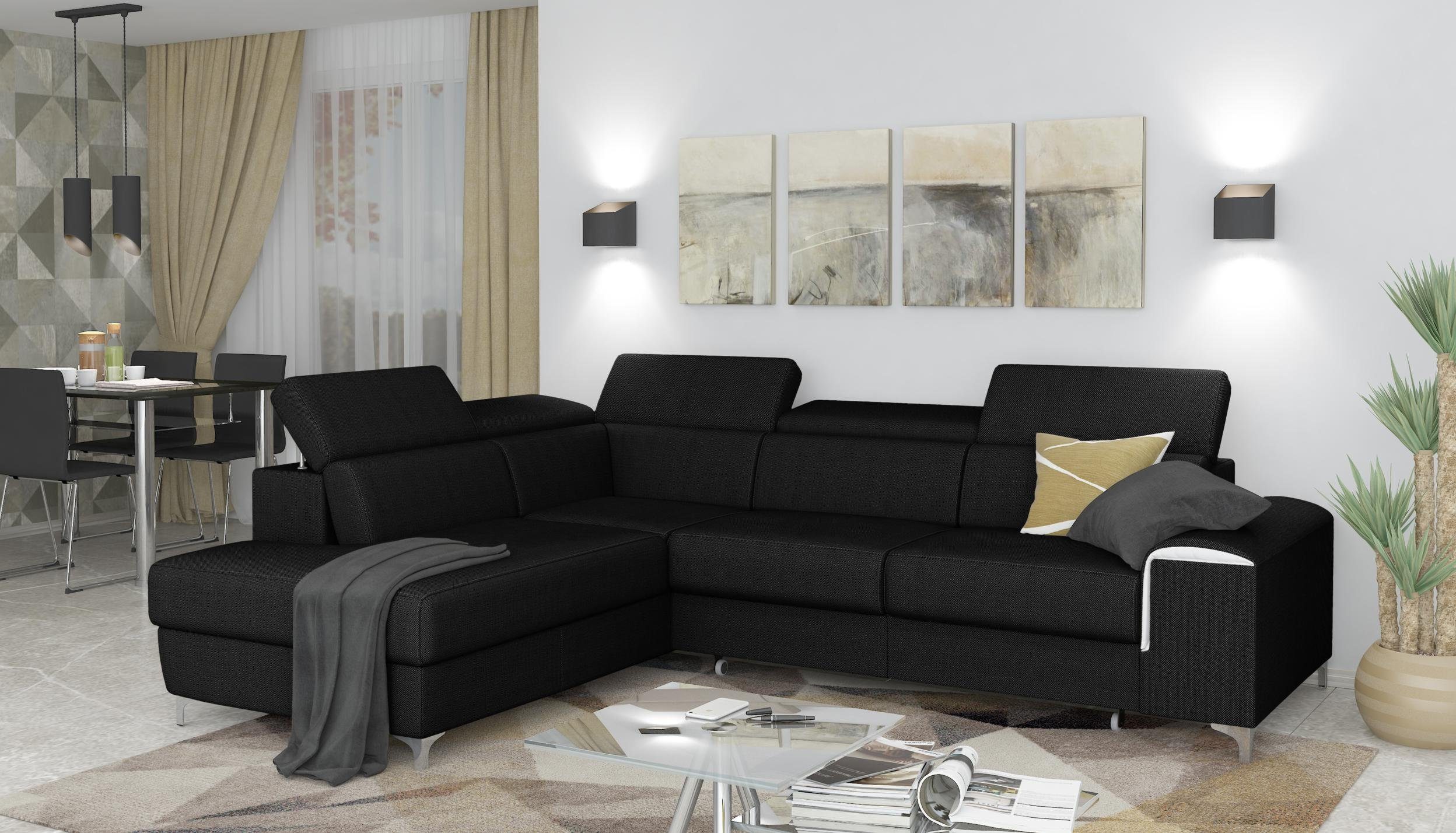 Stylefy Ecksofa Caio, L-Form, Eckcouch, mane links oder rechts bestellbar, frei im Raum stellbar, mit Bettkasten und Bettfunktion, Sitzkomfort, Modern Design