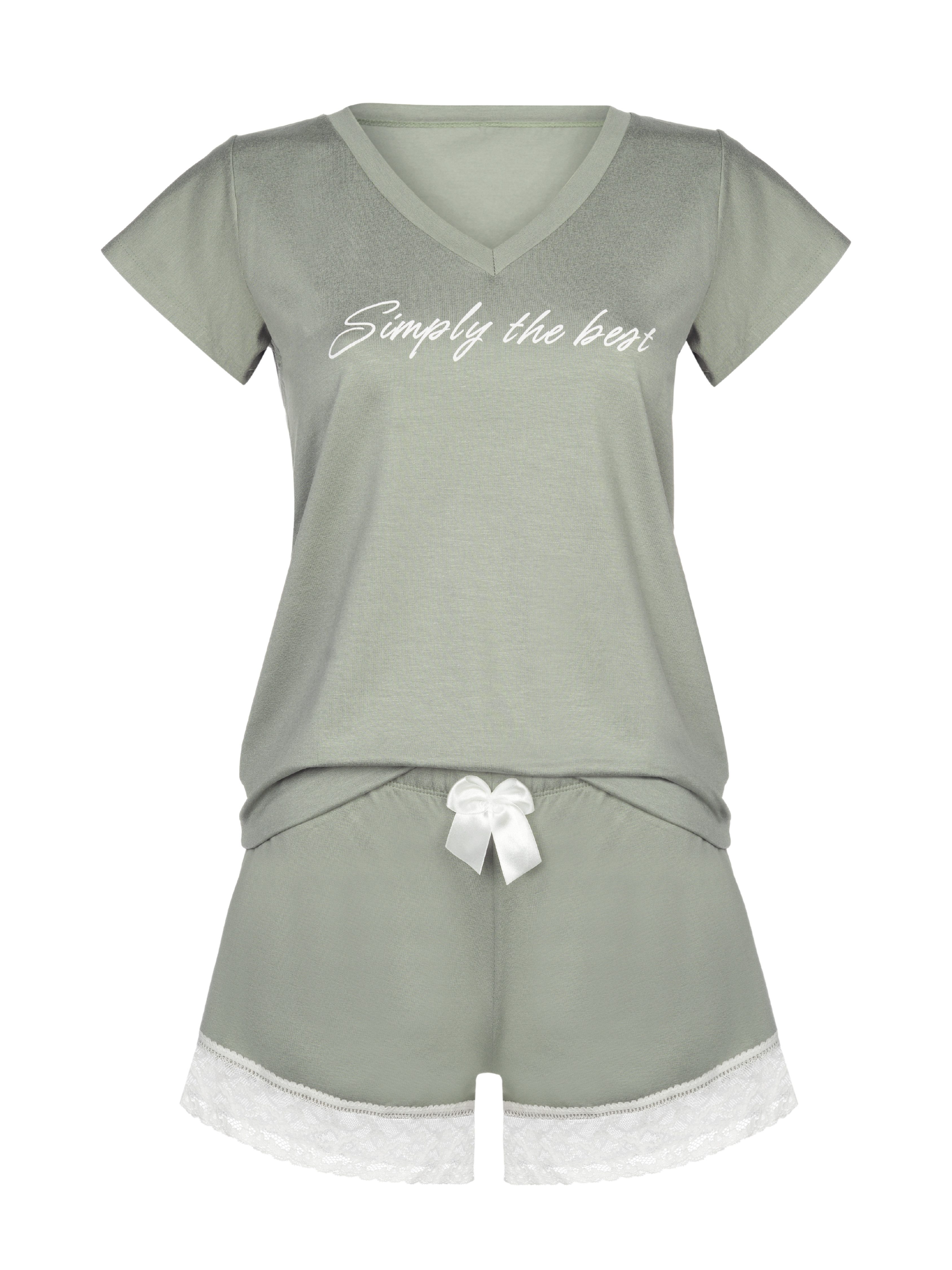 Donna Shorty Schlafanzug mit Spitze (Set, 2 tlg) premium Viskose, Made in Europa