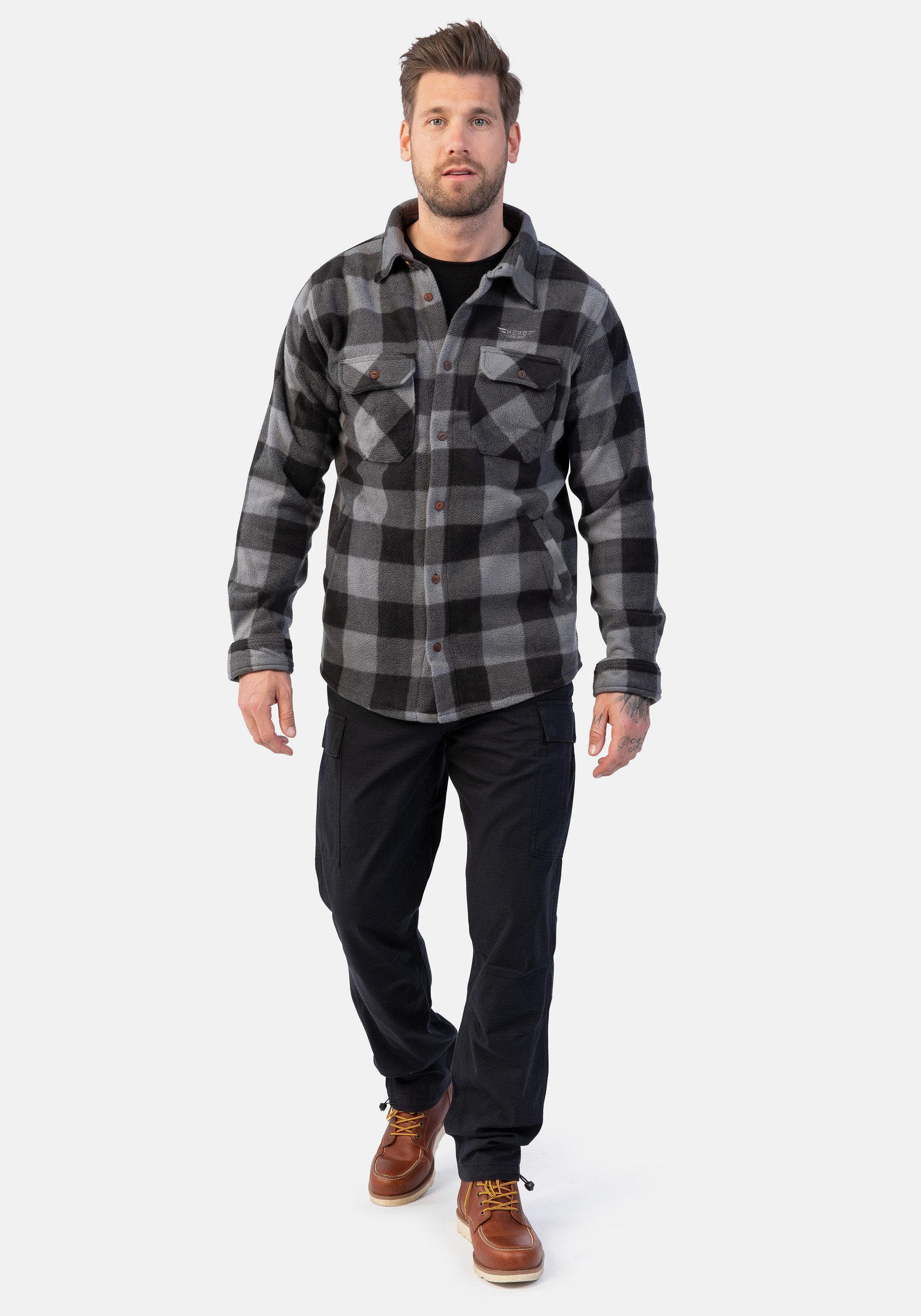Fleecehemd Fleece Shirt checked Hero by John Medoox