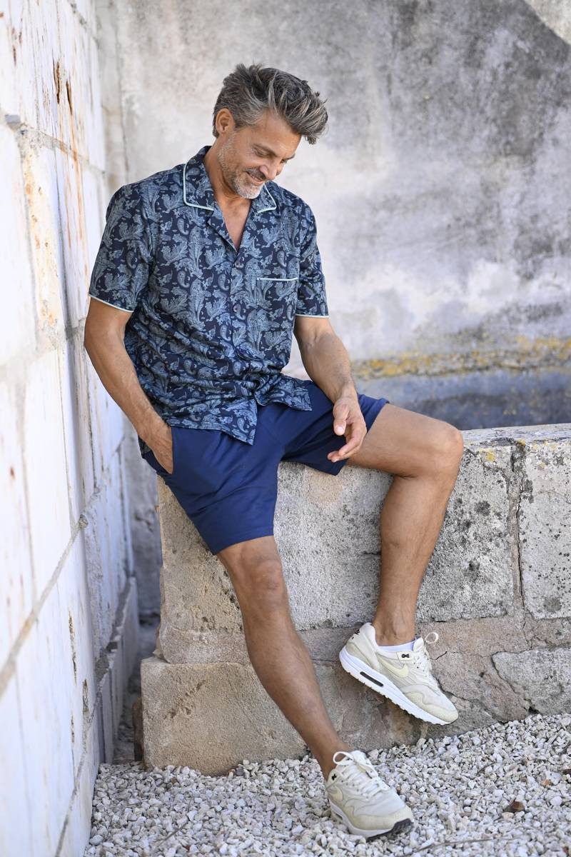 Ringella Shorty mit durchgeknöpftem Oberteil im Paisley-Dessin und Bermuda-Hose (2 tlg) 50% Baumwolle 50% Modal