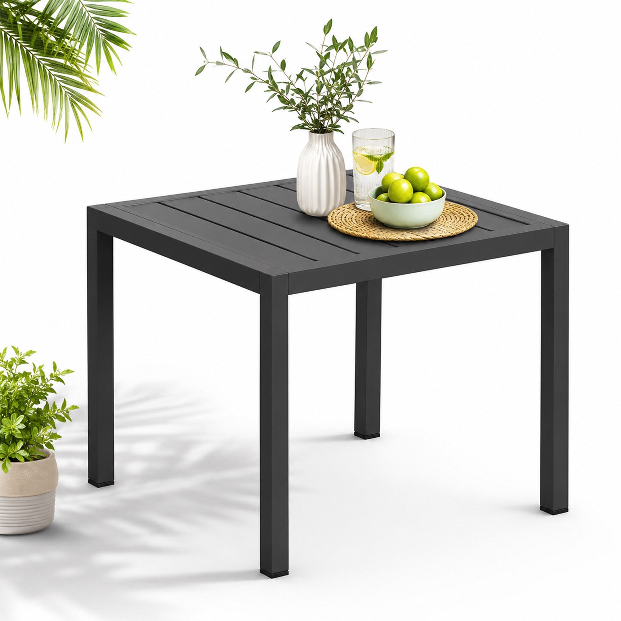 Mucola Gartentisch Outdoor Beistelltisch 46x35cm Aluminium Terrassentisch rechteckig (Stück, 1-St., 1 Tisch), hitze- und wetterbeständig