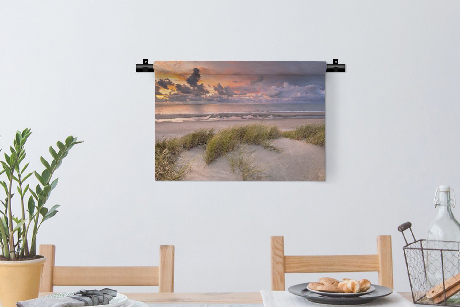 MuchoWow Wanddekoobjekt Sonnenuntergang - Düne Kleid, - Kinderzimmer Wohnzimmer, Wanddeko Meer, Wandbehang, - Pflanzen Schlafzimmer, - Strand für