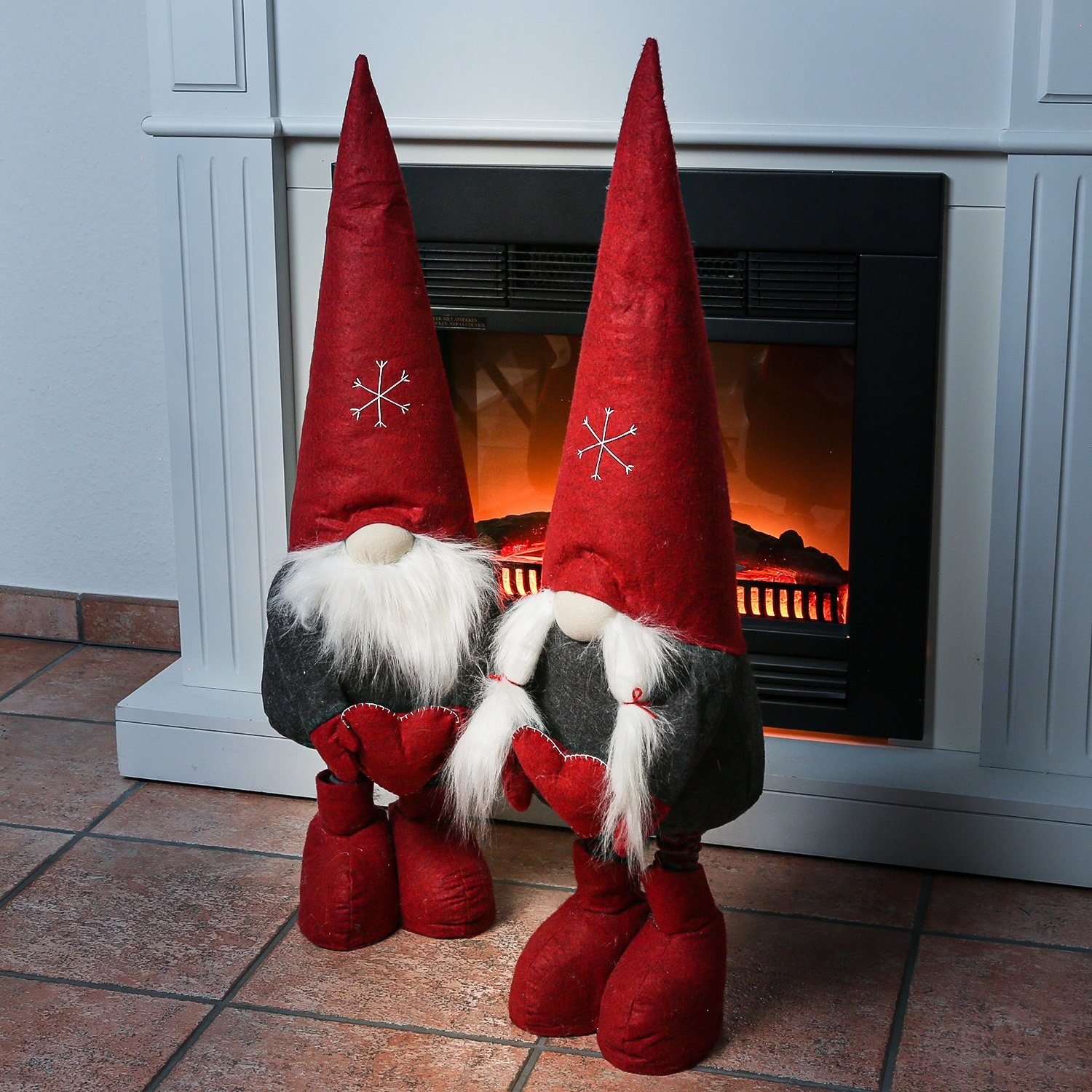 MARELIDA Weihnachtsfigur Wichtel Dekofigur Bart mit Herz Teleskopbeine Weihnachten ausziehbar (1 St)
