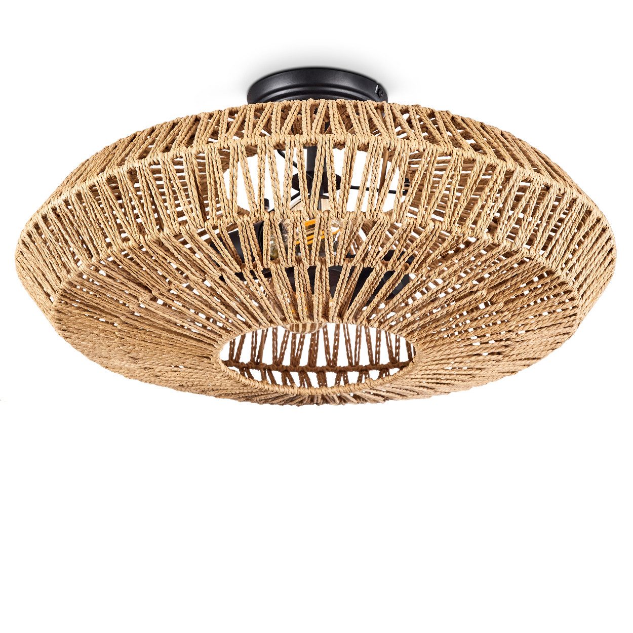 hofstein Deckenleuchte »Alvi« moderne Deckenlampe aus Metall/Rattan in Schw günstig online kaufen