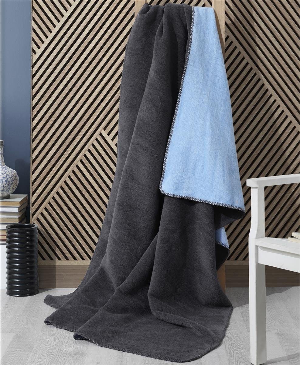 Plaid Plaid Kuscheldecke flauschig Tagesdecke, Bicolor Dark/Denim Wohndecke Baumwolldecke SEI hochwertige, Design