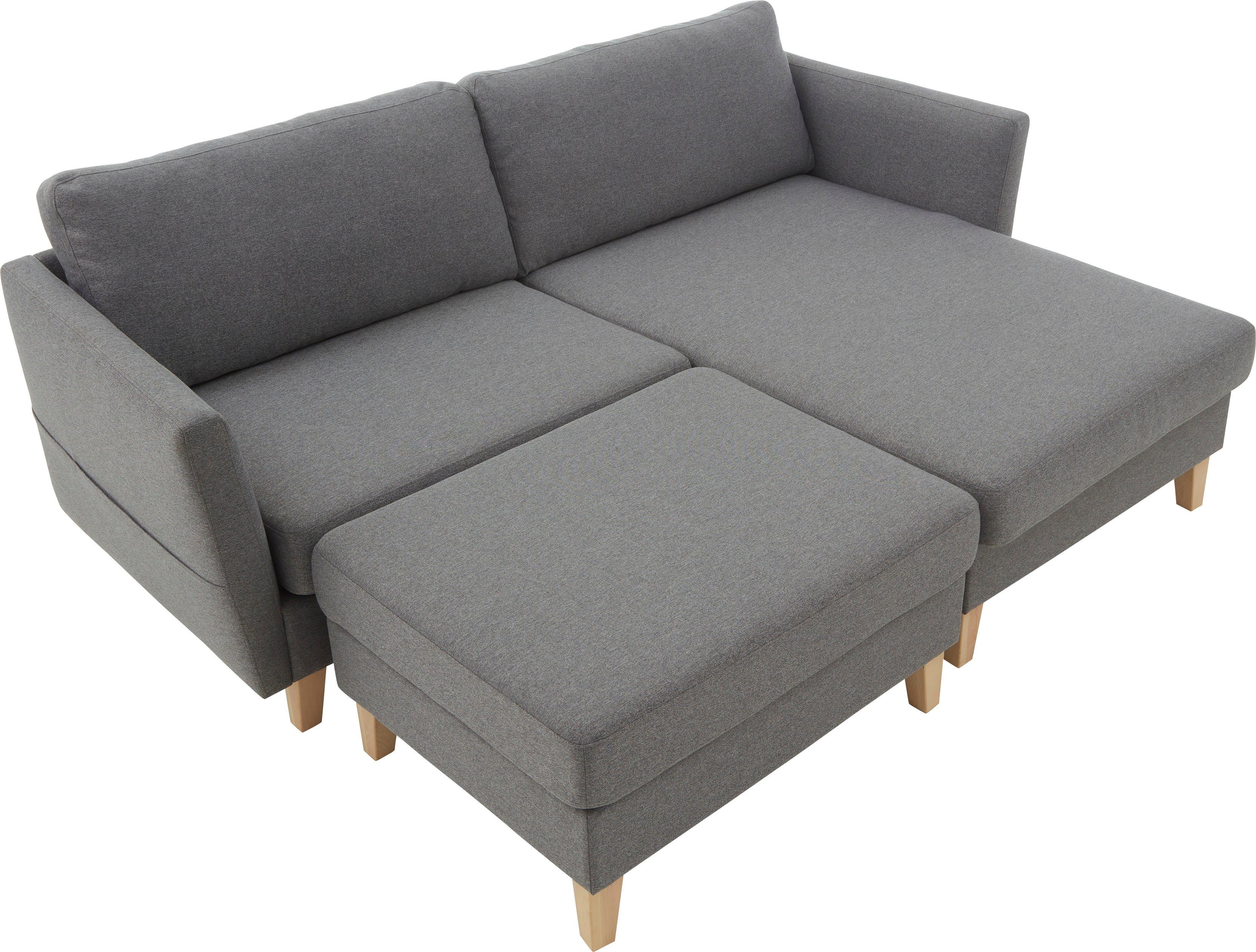 ATLANTIC home collection Hocker Mailo, Maße (BxTxH): 88x69x45 cm, mit Massivholzfüßen
