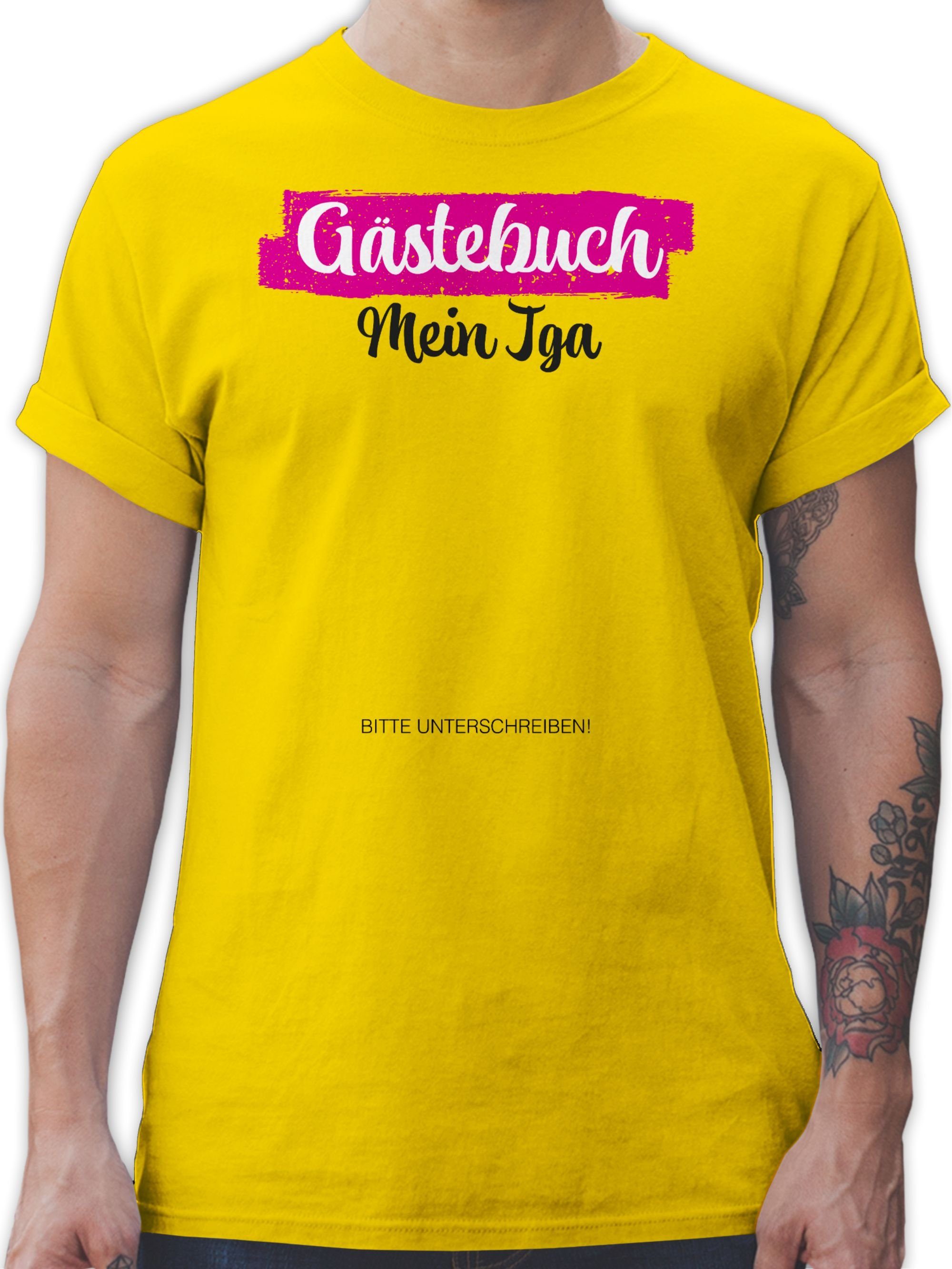 Unterschreiben T-Shirt Gästebuch Männer Shirtracer 03 Gästeliste I Gelb JGA JGA