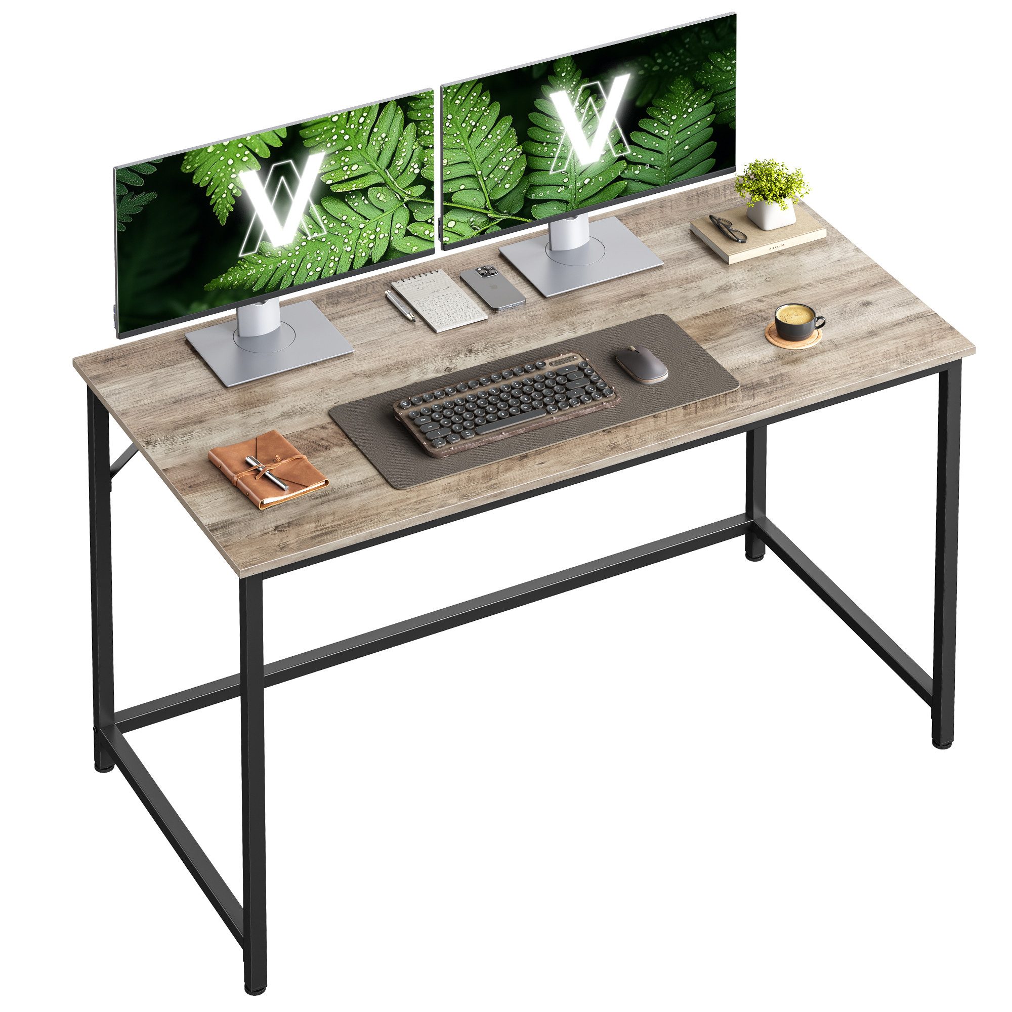 VASAGLE Schreibtisch Computertisch, Bürotisch, 80/100/120/135/160 cm, moderner Stil