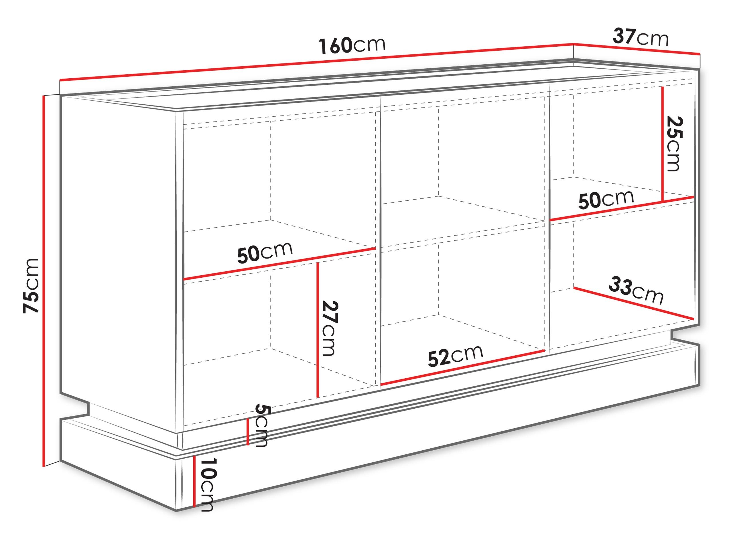 MIRJAN24 Kommode Zarpant K160 3D (mit drei Drehtüren), 160x37x75 cm, gedämpftem Schließsystem – Bild 5 von 5