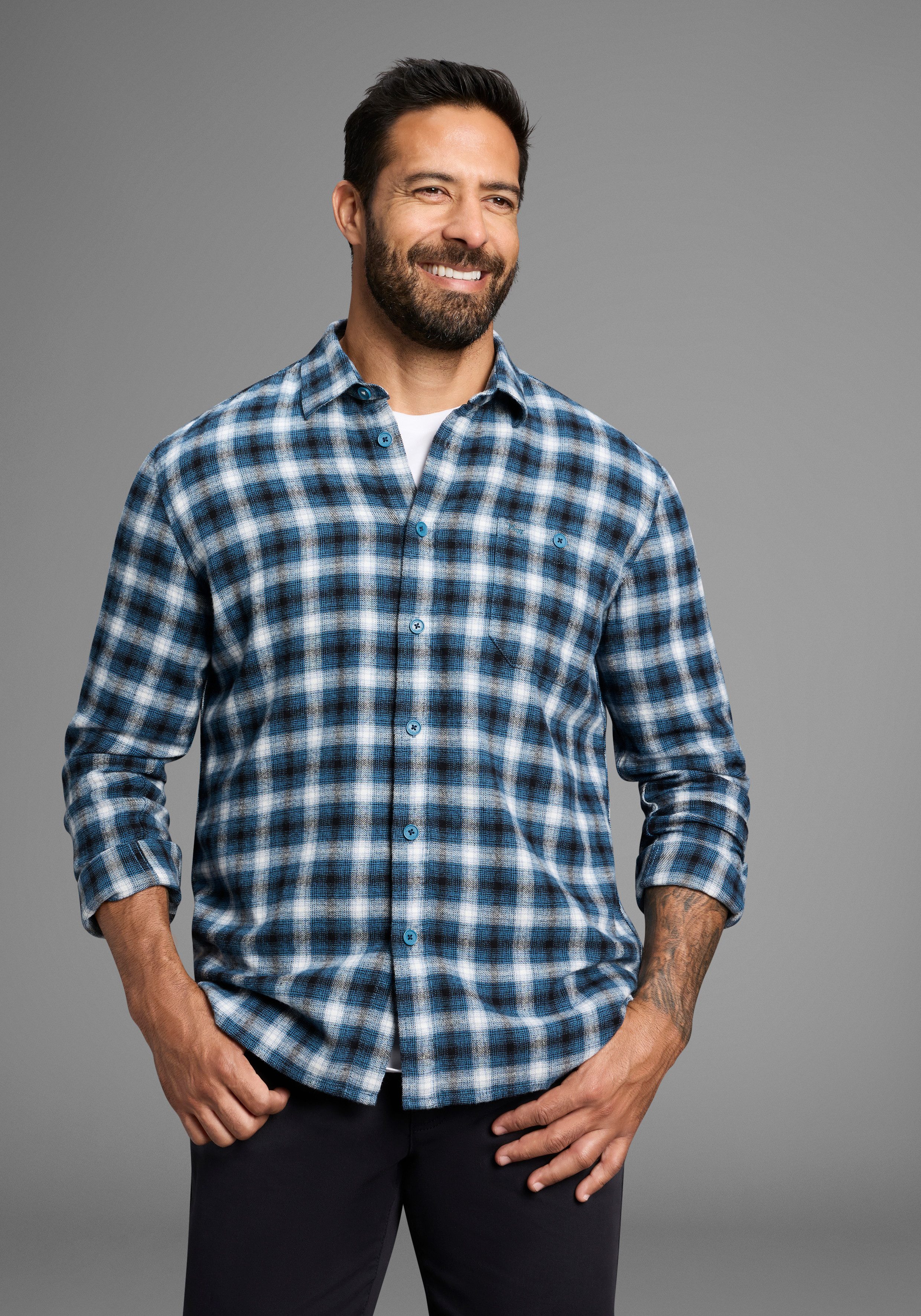 Man's World Flanellhemd Karomuster günstig online kaufen