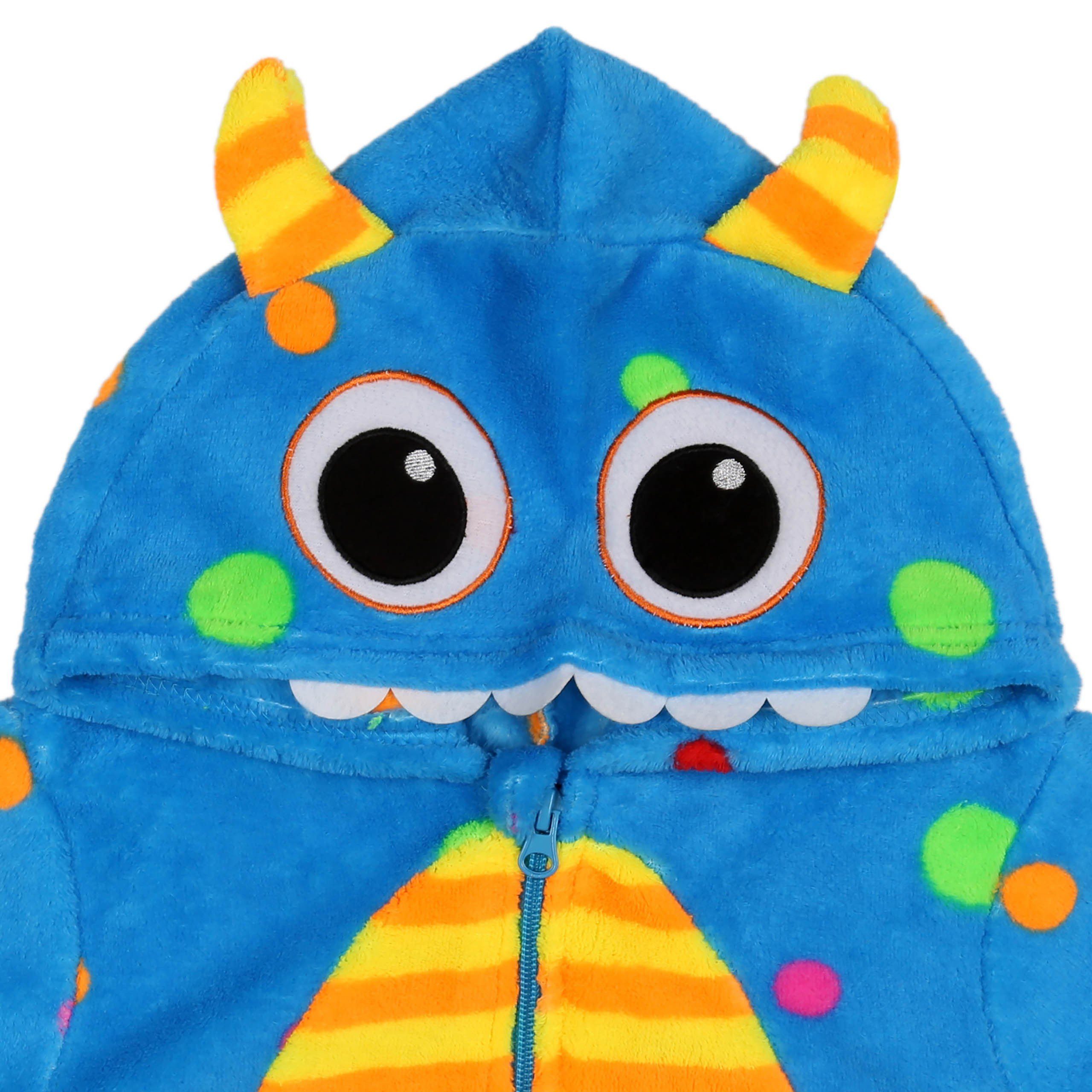 Monster 3-4 Sarcia.eu Jahre mit Kapuze Fleece-Polka-Dot-Schlafanzug Schlafanzug