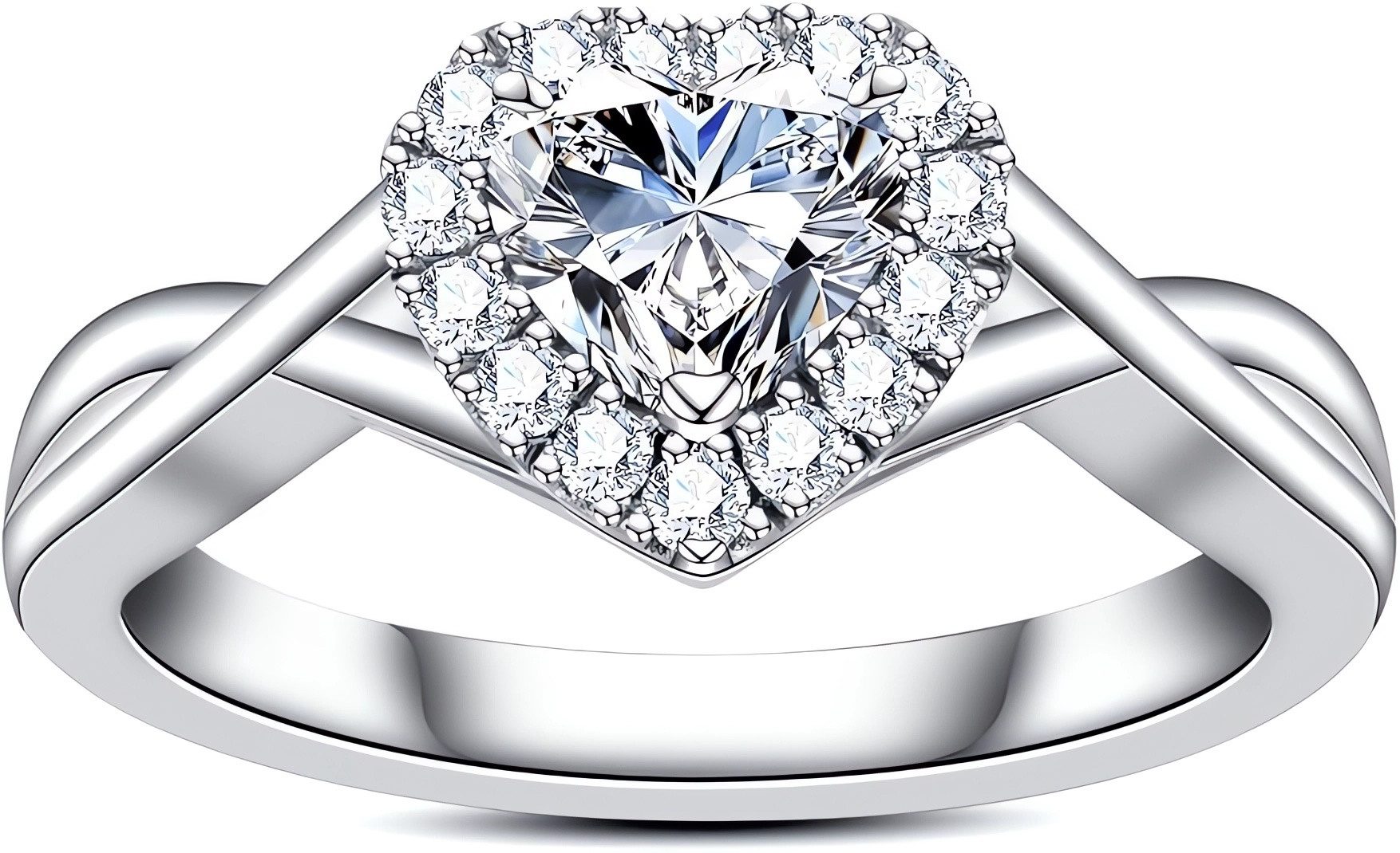 Jumpeak Diamantring Diamant Ring Damen, Herzschliff, Eheringe weißgold, Frauen Geschenk (1 ct, E, VS2, 2EX, Schmuck Hochzeit, Brautset, Romantisch), Schmuck Damen Ringe, Labordiamant, Verlobungsring, Eheringe 585 Gold