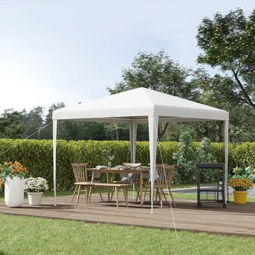 Outsunny Pavillon Gartenpavillon Partyzelt, mit 0 Seitenteilen, (Festzelt, Gartenzelt), Klicksystem 90 g,m² PE-Plane Stahl Weiß