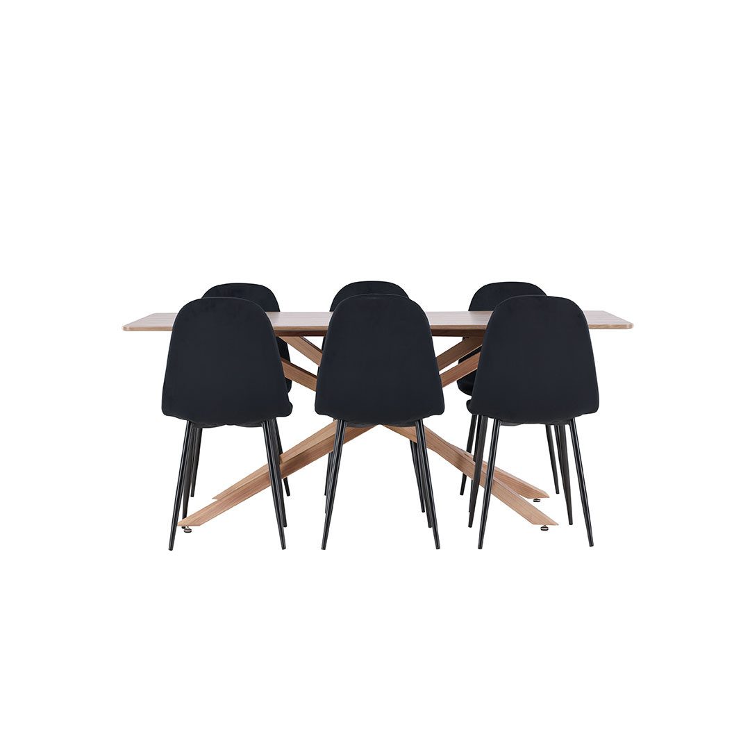 Venture Home Essgruppe Piazza Essgruppe Tisch 90x180cm und 6 Velours Stüh