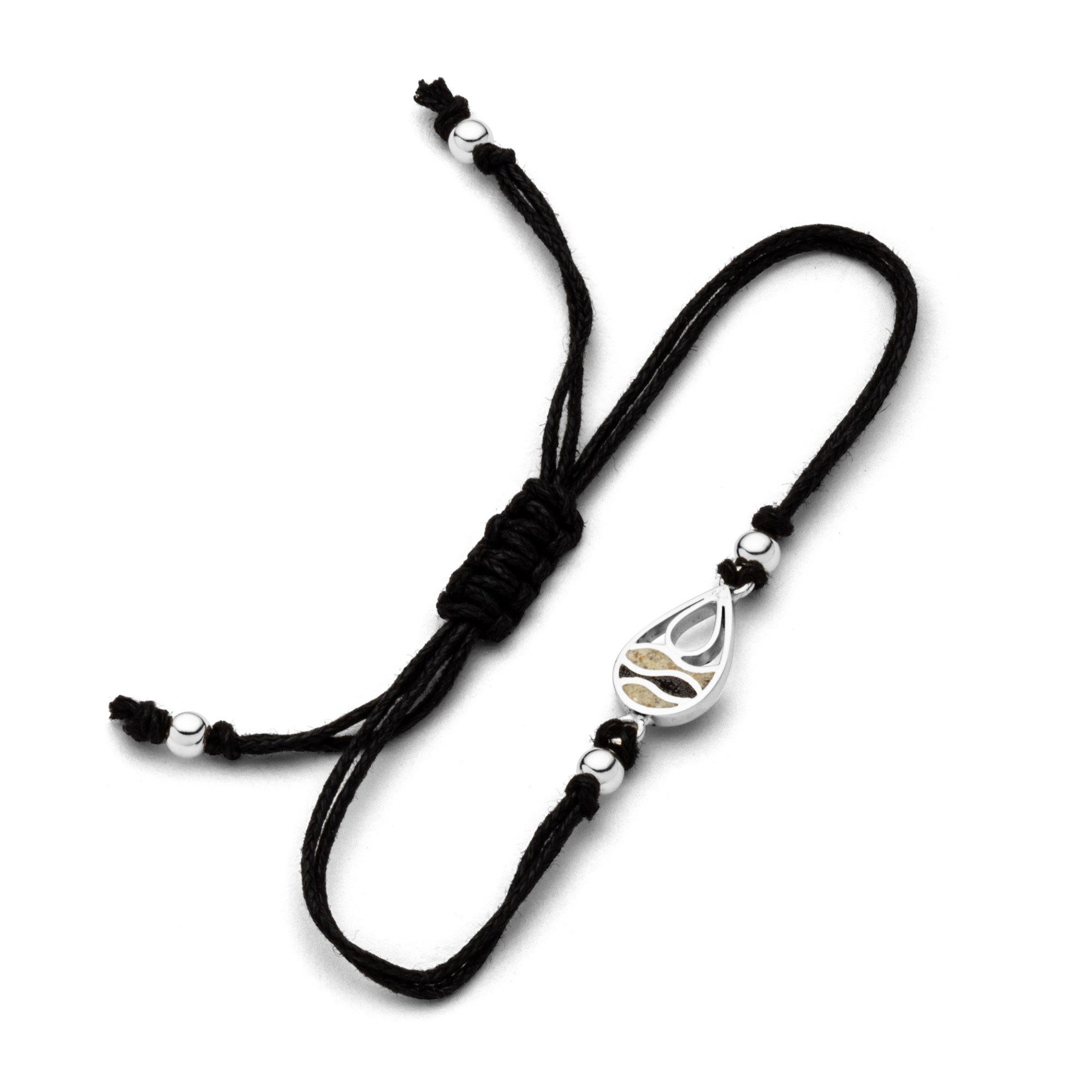 DUR Armband A1966 „Strandwellen Drop“ – Baumwollarmband mit Strandsand & Lavasand, maritimer Ювелирные изделия in Schwarz