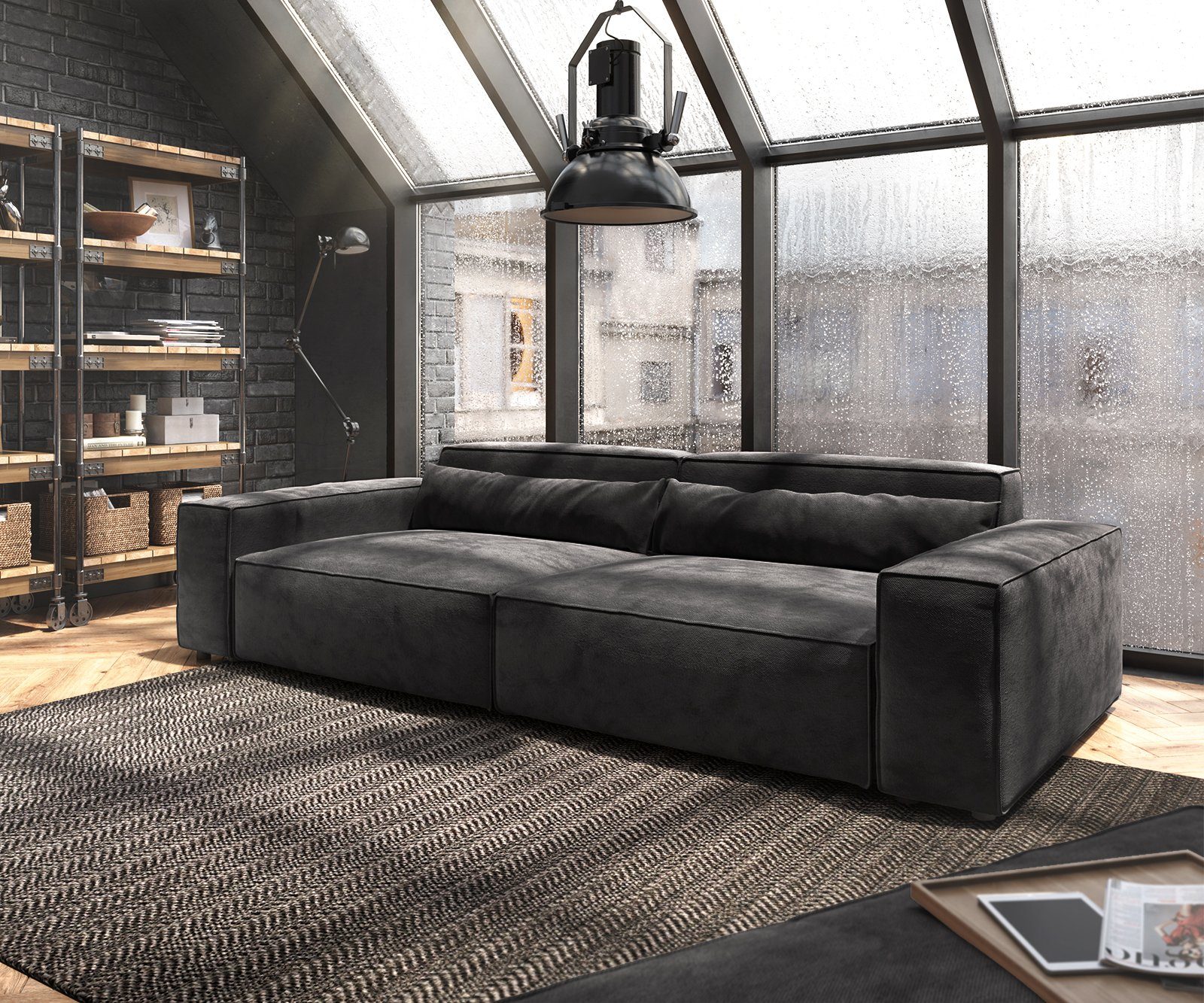 DELIFE Big-Sofa Sirpio, XL Mikrofaser Schwarz günstig online kaufen