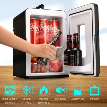 VASIP Kühlschrank 15 L Mini YT-A-15, 45.5 cm hoch, 35 cm breit, Tragbar mit Kühl- und Heizfunktion, kleiner Getränkekühlschrank