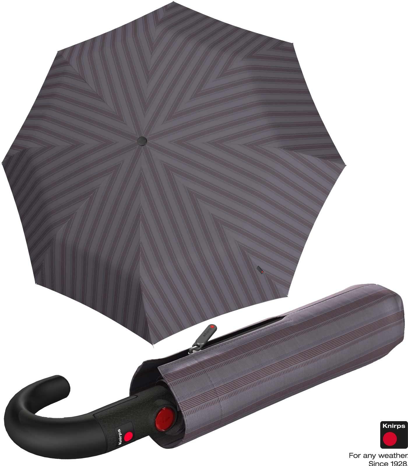 Taschenregenschirm Up, Knirps® stabil T.260 groß ecorepel - Rundhakengriff Duomatik 2Line grau und