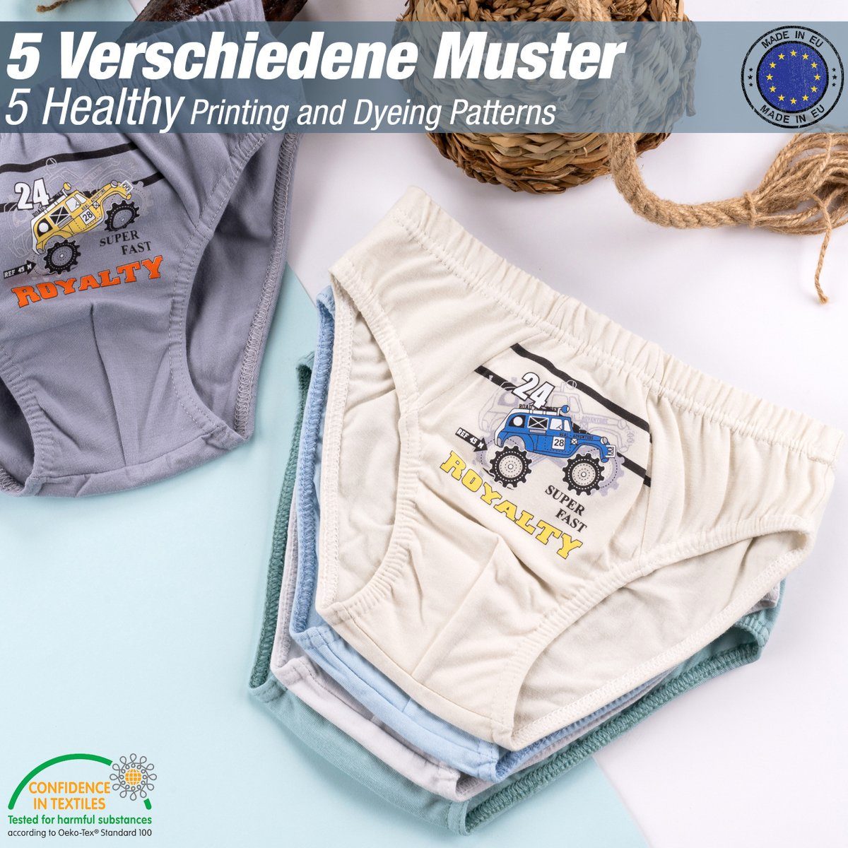 LOREZA Slip 5er Set Jungen Slips - Rallye - Bunt (Set, 5-St) – Bild 4 von 5