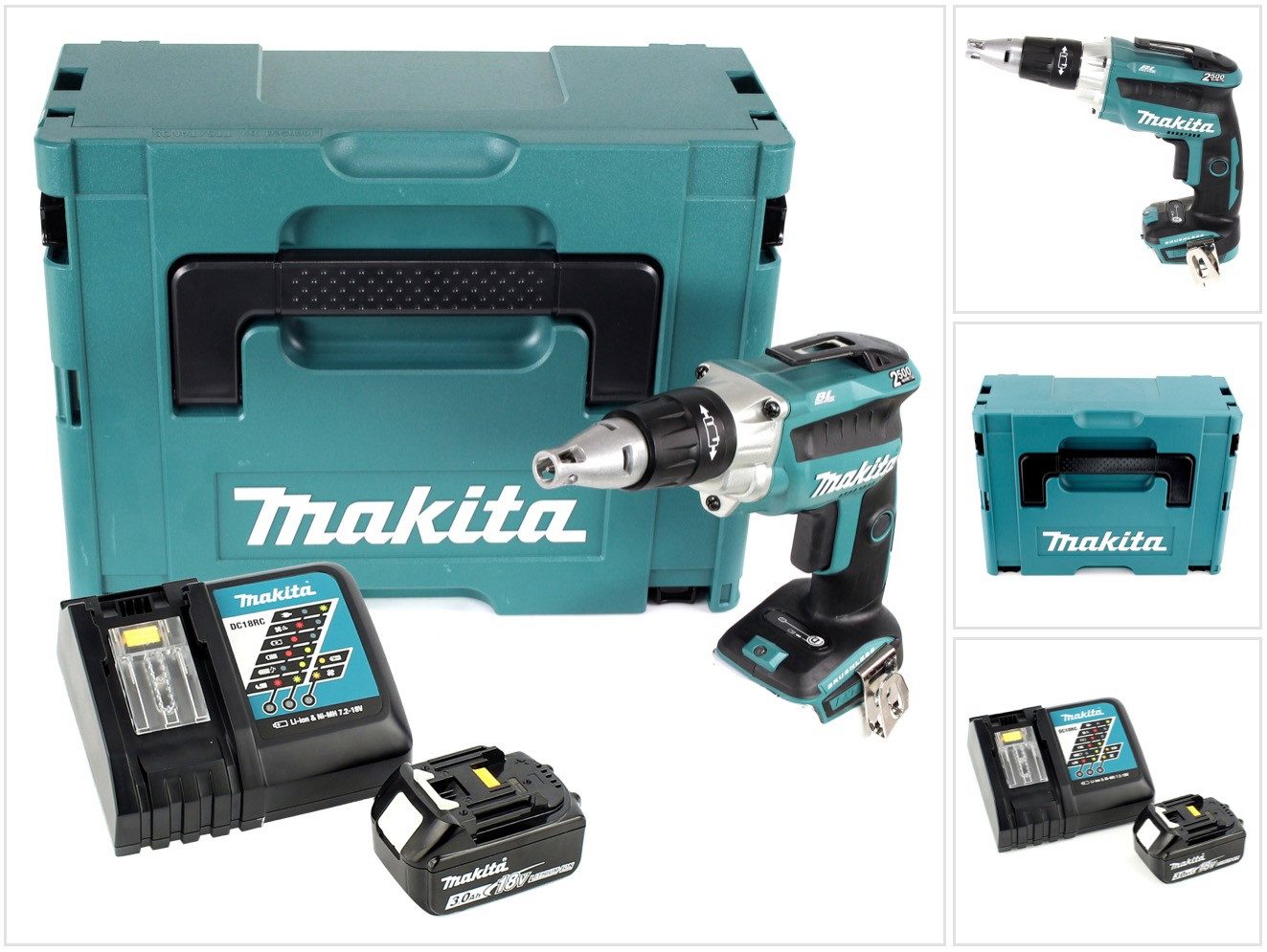Makita Akku-Trockenbauschrauber DFS 250 RF1J Akku Trockenbauschrauber 18 V Brushless + 1x Akku 3,0 Ah