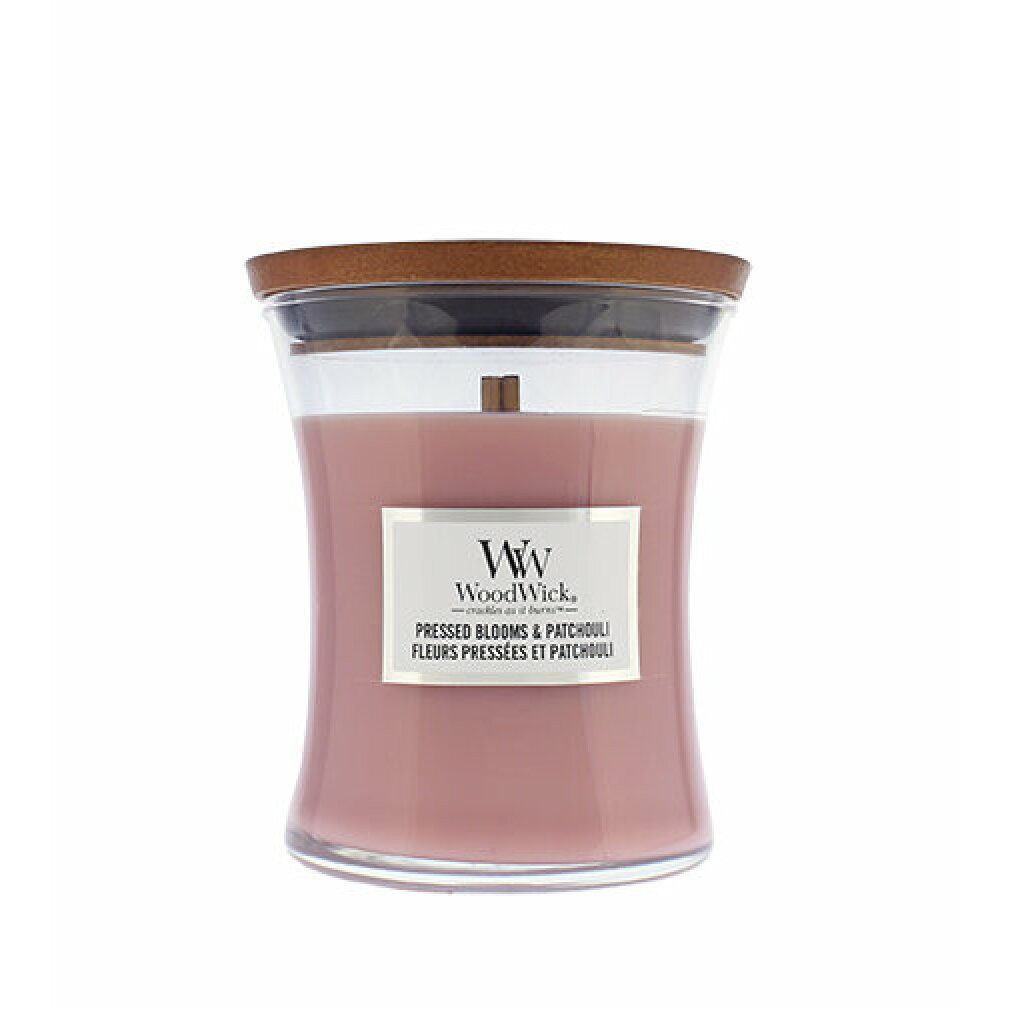 Woodwick Duftkerze Pressed Blooms & Patchouli Duftkerze mit Holzdocht 275 g