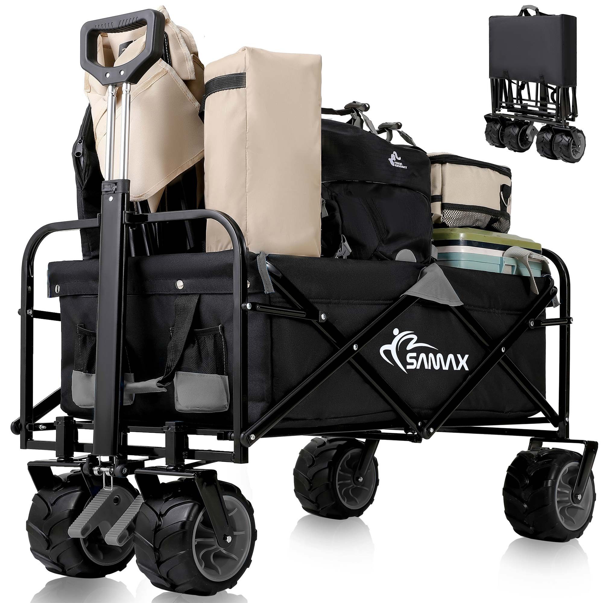 Bollerwagen Faltbarer Offroad Camping Edition - Schwarz / Grau
