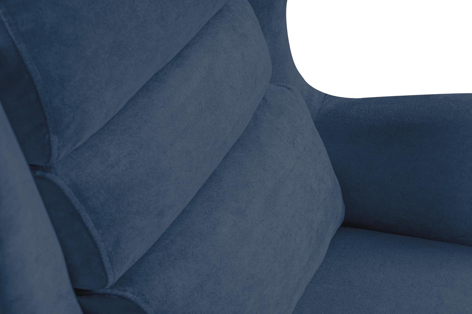 aus Hocker Fußstütze, Atlas Blau (Relaxsessel mit aus (mono Holzbeine), mit 242) Sessel Fußteil, Velvetstoff mit Beautysofa Relaxsessel