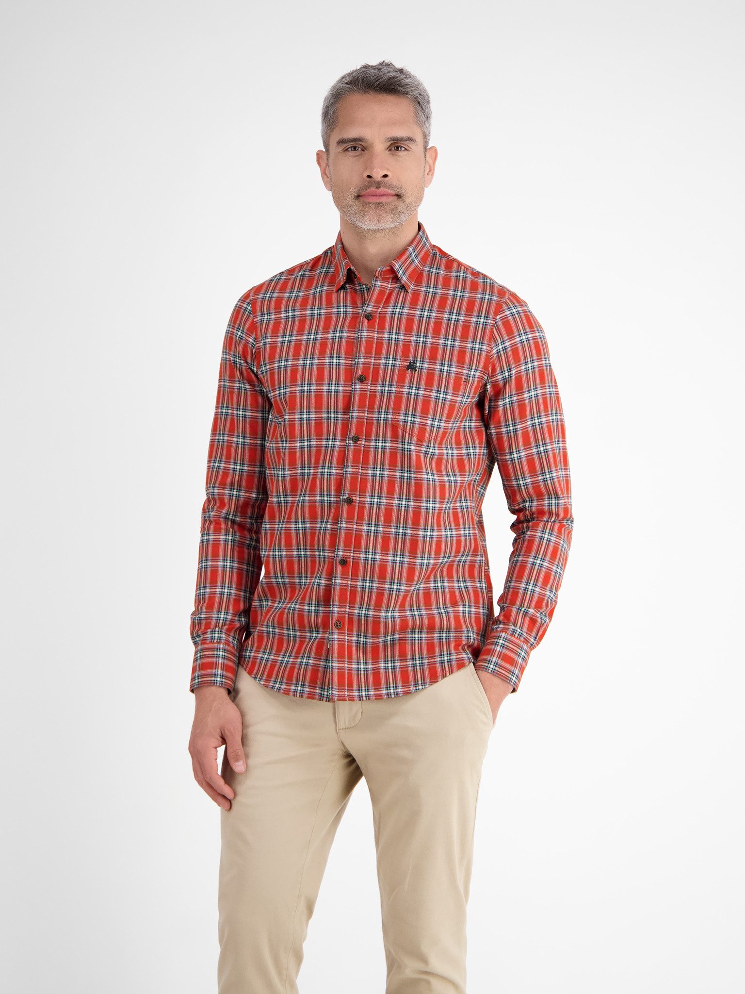 LERROS Karohemd langarm, mit Button-Down-Kragen