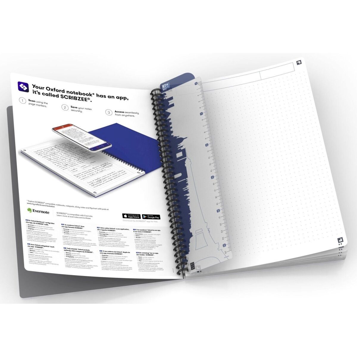 OXFORD Notenblock Kollegblock Office Essential B5 Softcover 90g/qm 90 Blatt punktkariert