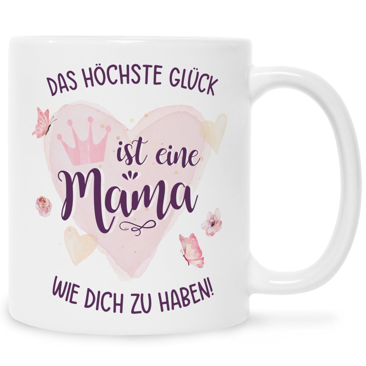 GRAVURZEILE Tasse mit Spruch - Das höchste Glück für Mama & Eltern -, Keramik, Farbe: Weiß