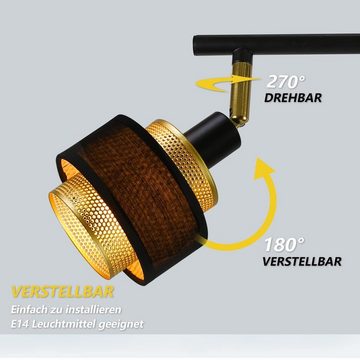 Nettlife Deckenstrahler Schwarz Vintage E14 Industrial mit Stofflampenschirm Metall, 270° DREHBAR+180°VERSTELLBAR, LED wechselbar, für Wohnzimmer Schlafzimmer Küche Flur