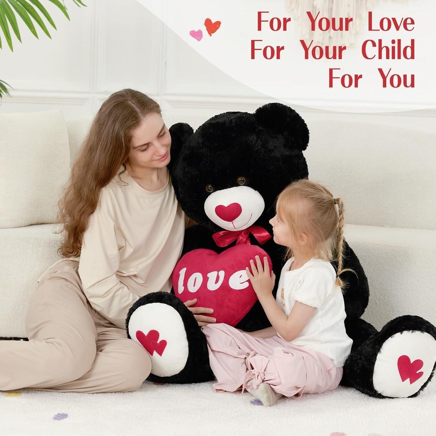 LuxusKollektion Kuscheltier Teddybär XXL 130cm Herz I Love You Männer Black
