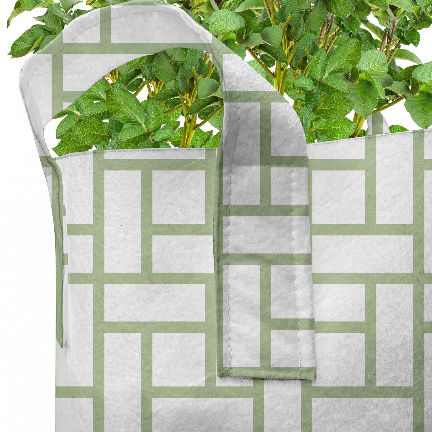 Grün Abakuhaus mit Quadrate Linien Stofftöpfe hochleistungsfähig Griffen Pflanzen, Maze Pflanzkübel für geformte