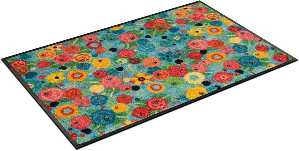 Fußmatte Flower Power, wash+dry by Kleen-Tex, rechteckig, Höhe: 7 mm, sehr  flach, fußbodenheizungsgeeignet, rutschfest