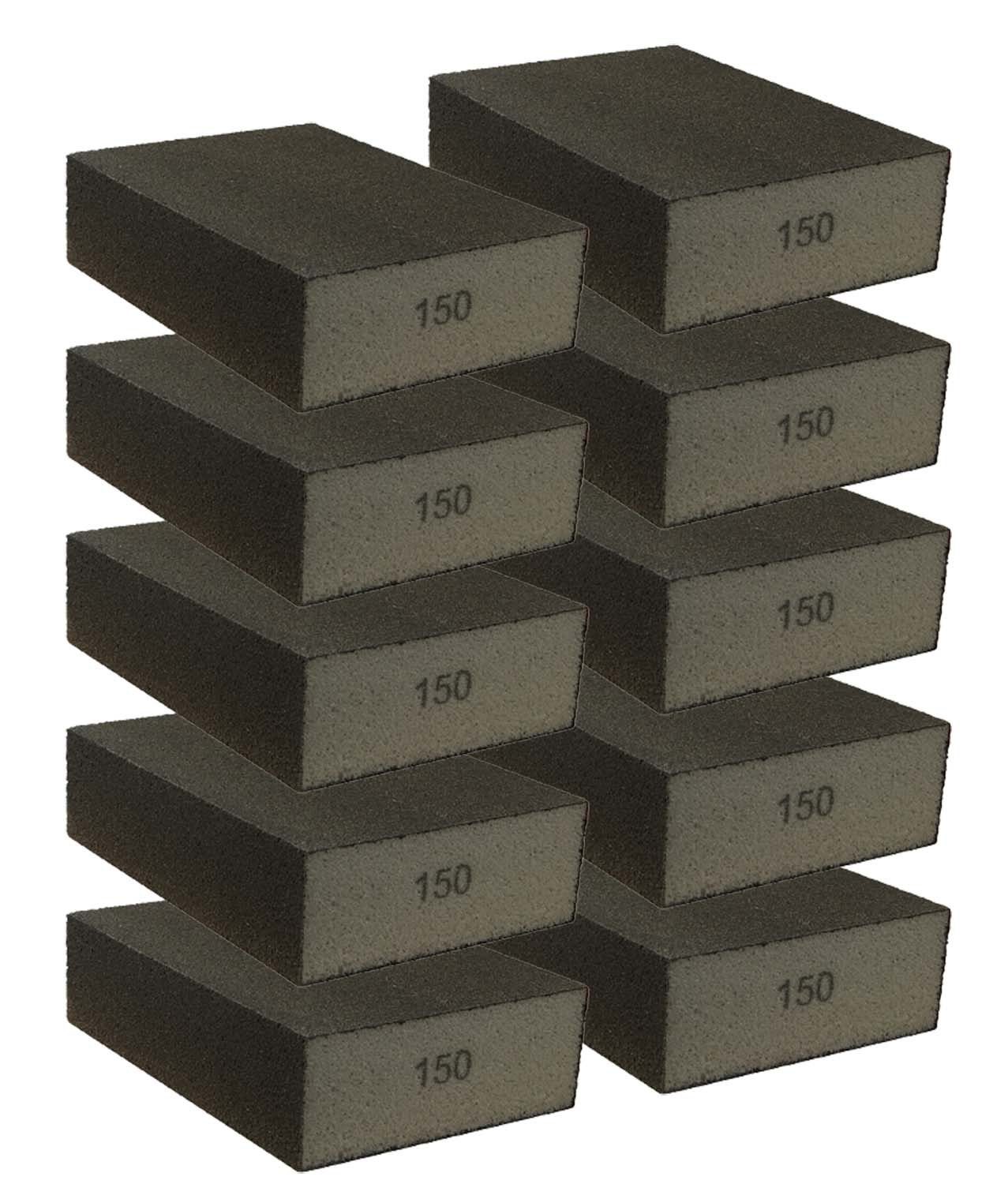 varivendo Schleifschwamm 10 Schleifschwämme feinplusplus Korn 150 schwarzbraun, (Set, 10 St., Schleifschwämme), Schleifblock Schleifschwamm Schleifpad Handschleifpad