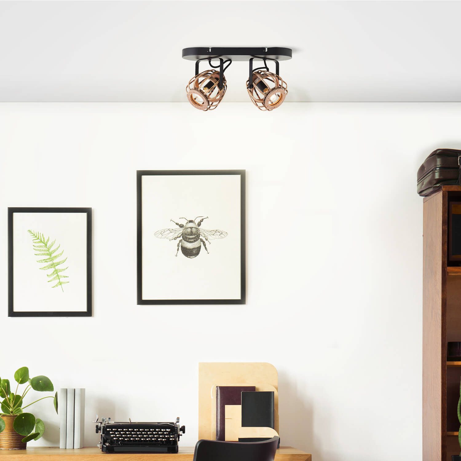 mokebo Deckenspot Die Natürliche, Deckenstrahler mit Rattan, schwenkbar & dimmbar im Boho Stil