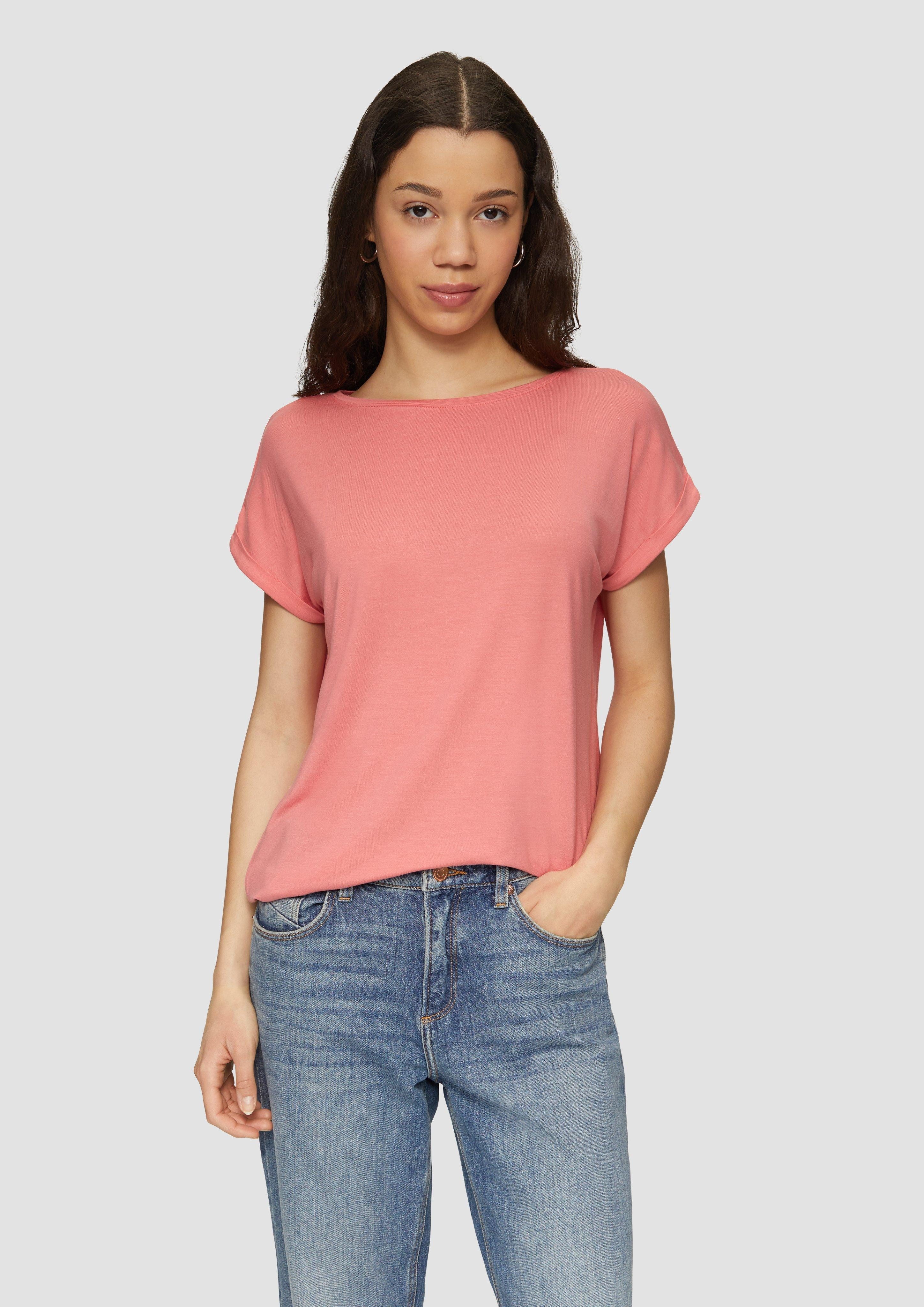 QS Kurzarmshirt Loose Fit-Shirt im Lyocellmix günstig online kaufen