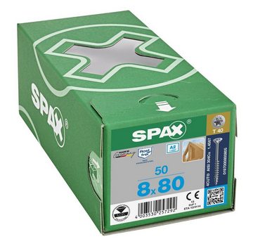 SPAX Spanplattenschraube Edelstahlschraube, (Edelstahl A2, 50 St), 8x80 mm