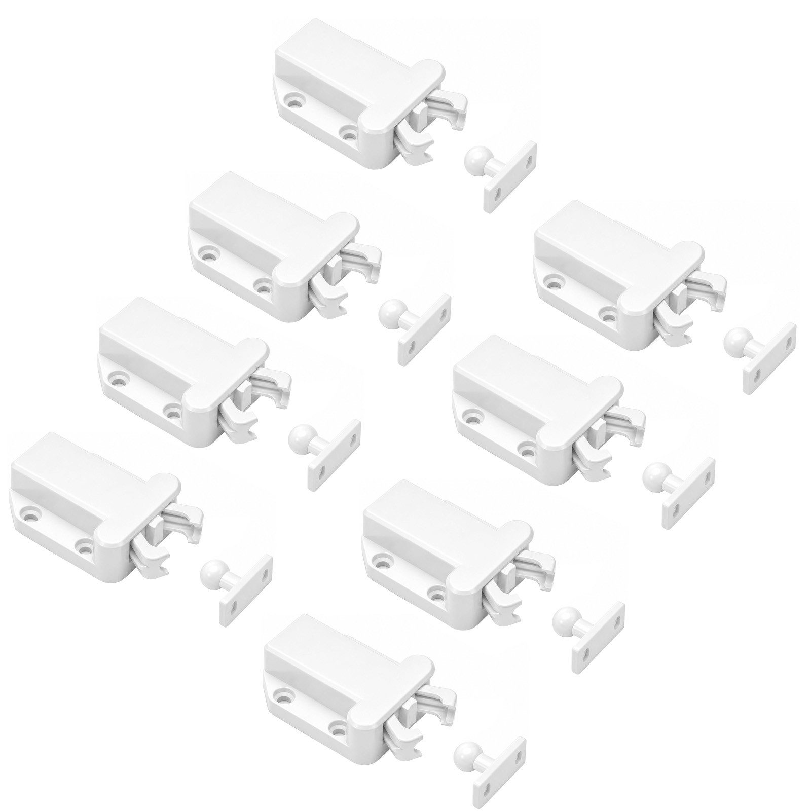 SO-TECH® Möbelbeschlag Druckschnäpper Push To Open Federschnäpper (8 St), Türschnäpper, Push-Latch für Schranktüren weiß