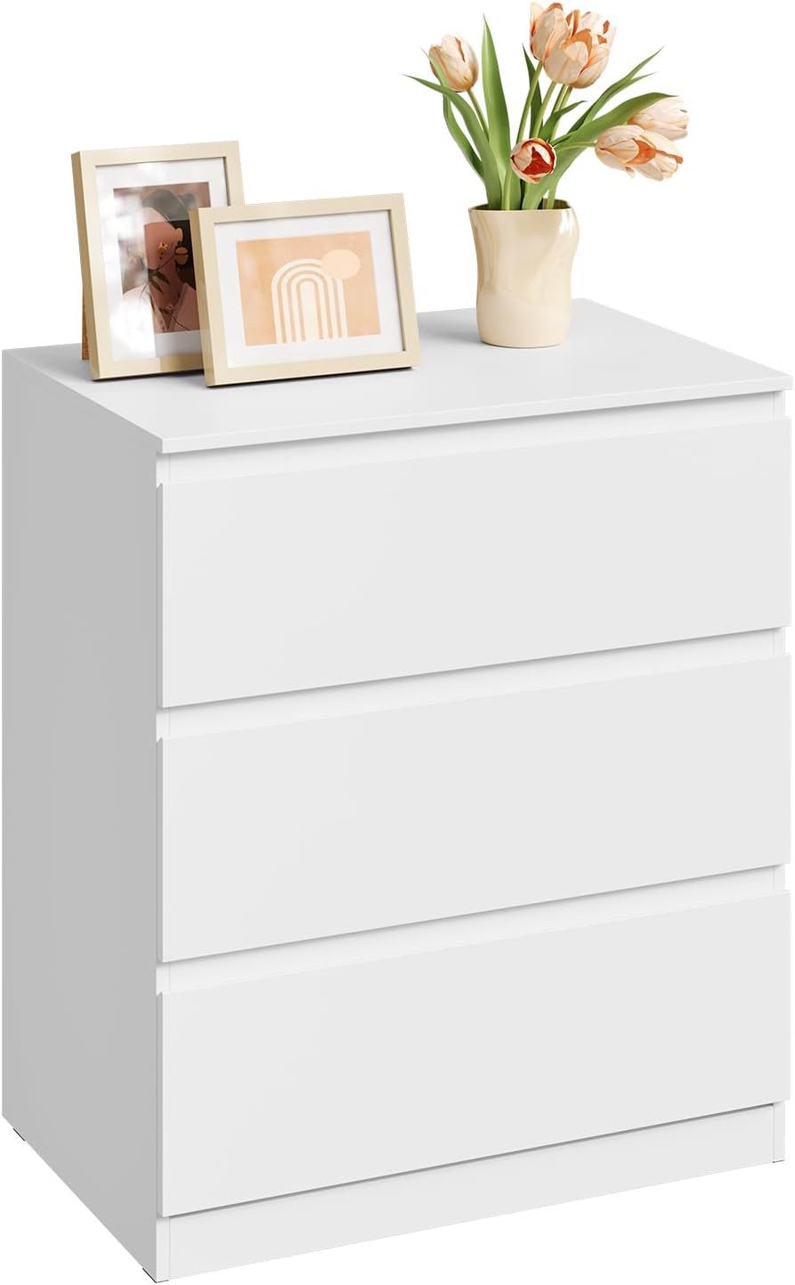Woltu Kommode (1 St), mit 3 Schubladen, weiß, 60 x 70 x 40 cm