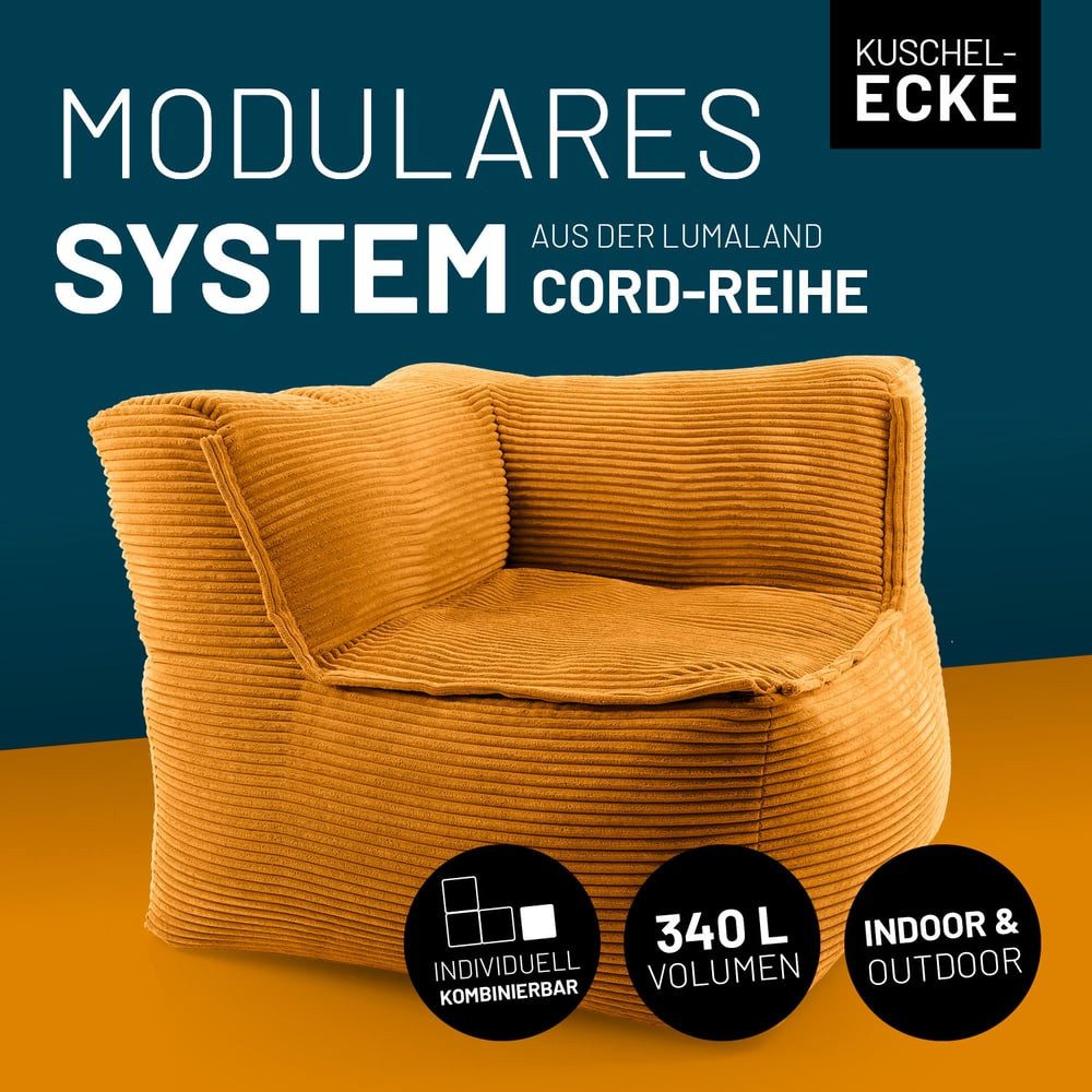 Lumaland Sitzsack Lumaland Sitzsack-Sofa Modular Cord 81x81x70cm Ecke links günstig online kaufen