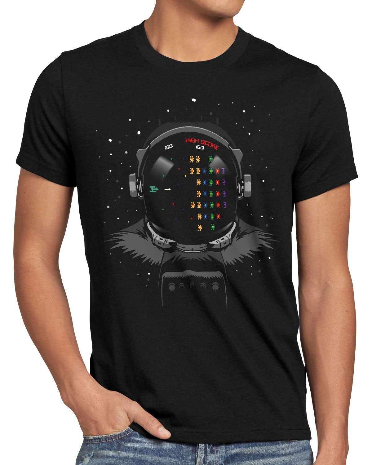Gamer Herren astronat invaders T-Shirt Space style3 Print-Shirt